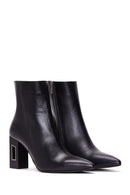 Women's Black Leather Heeled Boots | Derimod Women's Black Leather Heeled Boots | Derimod