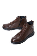 Men's Brown Leather Zippered Boots | Derimod Men's Brown Leather Zippered Boots | Derimod