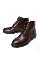 Men's Brown Leather Zippered Boots | Derimod Men's Brown Leather Zippered Boots | Derimod