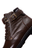 Men's Brown Leather Zippered Boots | Derimod Men's Brown Leather Zippered Boots | Derimod