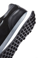 Erkek Siyah Deri Detaylı Sneaker | Derimod Erkek Siyah Deri Detaylı Sneaker | Derimod