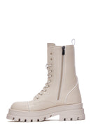 Women's Cream Zippered Classic Boots | Derimod Women's Cream Zippered Classic Boots | Derimod