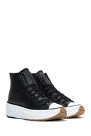 Women's Black Thick Sole High Top Sneaker | Derimod Women's Black Thick Sole High Top Sneaker | Derimod