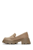 Women's Beige Suede Thick Soled Loafer | Derimod Women's Beige Suede Thick Soled Loafer | Derimod