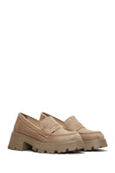 Women's Beige Suede Thick Soled Loafer | Derimod Women's Beige Suede Thick Soled Loafer | Derimod