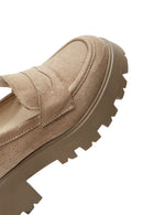 Women's Beige Suede Thick Soled Loafer | Derimod Women's Beige Suede Thick Soled Loafer | Derimod