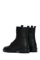 Women's Black Leather Zippered Flat Boots | Derimod Women's Black Leather Zippered Flat Boots | Derimod