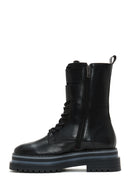 Women's Black Thick Soled Zippered Flat Boots | Derimod Women's Black Thick Soled Zippered Flat Boots | Derimod