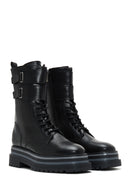 Women's Black Thick Soled Zippered Flat Boots | Derimod Women's Black Thick Soled Zippered Flat Boots | Derimod