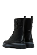 Women's Black Thick Soled Zippered Flat Boots | Derimod Women's Black Thick Soled Zippered Flat Boots | Derimod