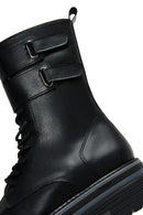 Women's Black Thick Soled Zippered Flat Boots | Derimod Women's Black Thick Soled Zippered Flat Boots | Derimod