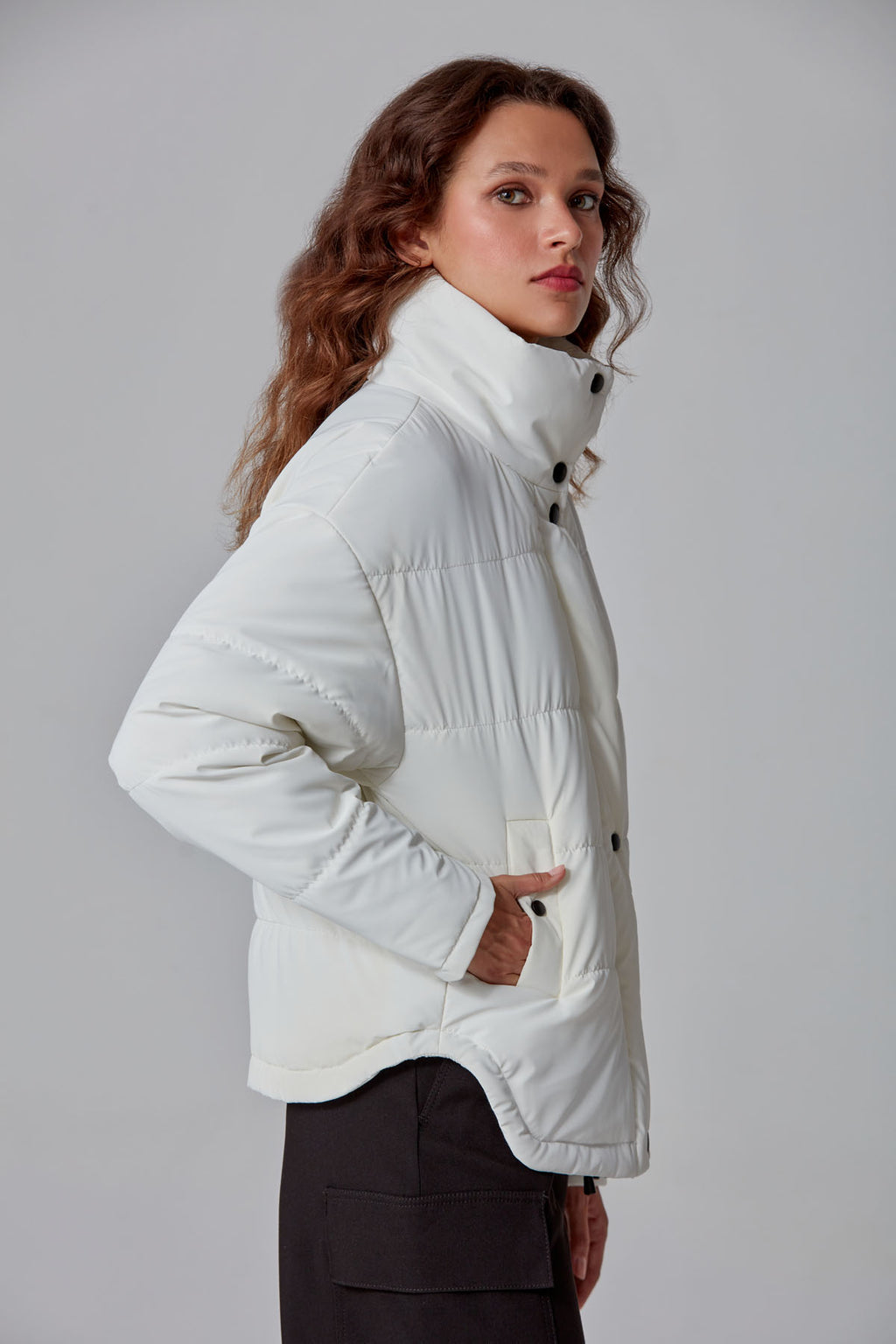 Quebec Kadın Beyaz Softwear Mont