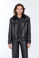 Mirage Women's Leather Coat | Derimod Mirage Women's Leather Coat | Derimod