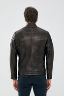 Juan Men's Brown Leather Jacket | Derimod Juan Men's Brown Leather Jacket | Derimod