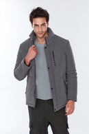 Berlin Men's Gray Softwear Coat | Derimod Berlin Men's Gray Softwear Coat | Derimod