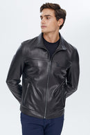 Laporte Men's Black Leather Jacket | Derimod Laporte Men's Black Leather Jacket | Derimod