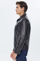 Laporte Men's Black Leather Jacket | Derimod Laporte Men's Black Leather Jacket | Derimod