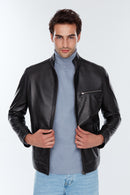 Benzema Men's Black Leather Jacket | Derimod Benzema Men's Black Leather Jacket | Derimod