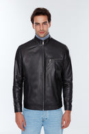 Benzema Men's Black Leather Jacket | Derimod Benzema Men's Black Leather Jacket | Derimod