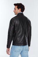 Benzema Men's Black Leather Jacket | Derimod Benzema Men's Black Leather Jacket | Derimod