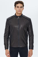 Falcao Men's Black Leather Jacket | Derimod Falcao Men's Black Leather Jacket | Derimod