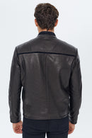 Falcao Men's Black Leather Jacket | Derimod Falcao Men's Black Leather Jacket | Derimod