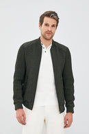 Andre Men's Green Special Stitched Nubuck Leather Coat | Derimod Andre Men's Green Special Stitched Nubuck Leather Coat | Derimod