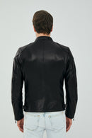 Lebron Men's Black Slim-Fit Leather Jacket | Derimod Lebron Men's Black Slim-Fit Leather Jacket | Derimod