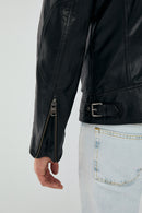 Lebron Men's Black Slim-Fit Leather Jacket | Derimod Lebron Men's Black Slim-Fit Leather Jacket | Derimod