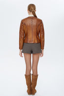 Helen Women's Leather Jacket | Derimod Helen Women's Leather Jacket | Derimod