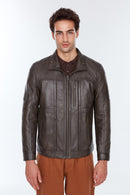 Bruno Men's Mink Leather Jacket | Derimod Bruno Men's Mink Leather Jacket | Derimod