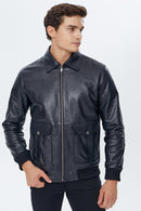 Shaw Men's Leather Jacket | Derimod Shaw Men's Leather Jacket | Derimod