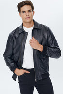 Shaw Men's Leather Jacket | Derimod Shaw Men's Leather Jacket | Derimod