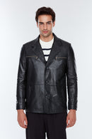 Frank Men's Black Leather Jacket | Derimod Frank Men's Black Leather Jacket | Derimod