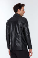 Frank Men's Black Leather Jacket | Derimod Frank Men's Black Leather Jacket | Derimod