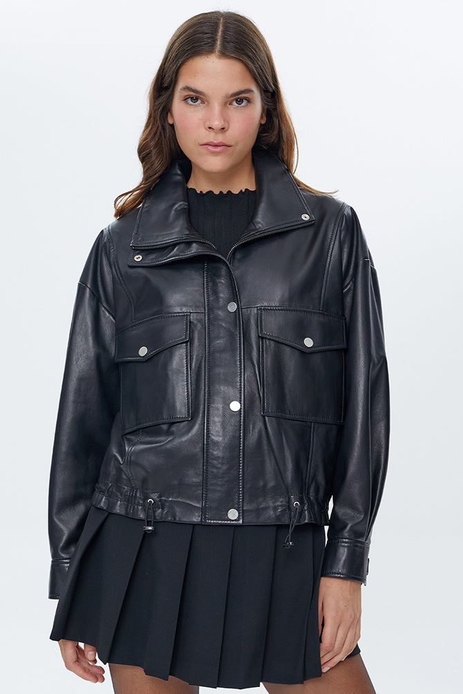 Splendid Kadın Siyah Oversize Deri Ceket