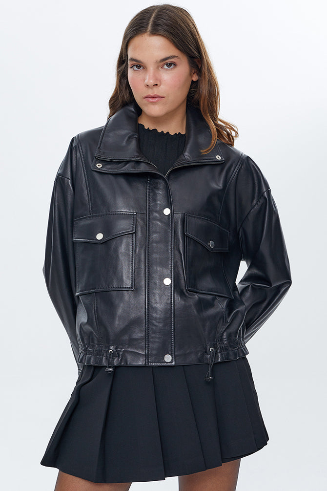Splendid Kadın Siyah Oversize Deri Ceket