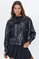 Splendid Women's Black Oversize Leather Jacket | Derimod Splendid Women's Black Oversize Leather Jacket | Derimod