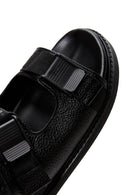 Men's Black Leather Slippers | Derimod Men's Black Leather Slippers | Derimod