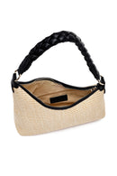 Woman Cream Charm-Embellished Straw Shoulder Bag | Derimod Woman Cream Charm-Embellished Straw Shoulder Bag | Derimod