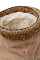 Woman Beige Patterned Suede Teddy Boots | Derimod Woman Beige Patterned Suede Teddy Boots | Derimod