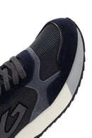 Alberto Guardiani Men's Navy Blue Gray Winner Thick Soled Leather Sneaker | Derimod Alberto Guardiani Men's Navy Blue Gray Winner Thick Soled Leather Sneaker | Derimod