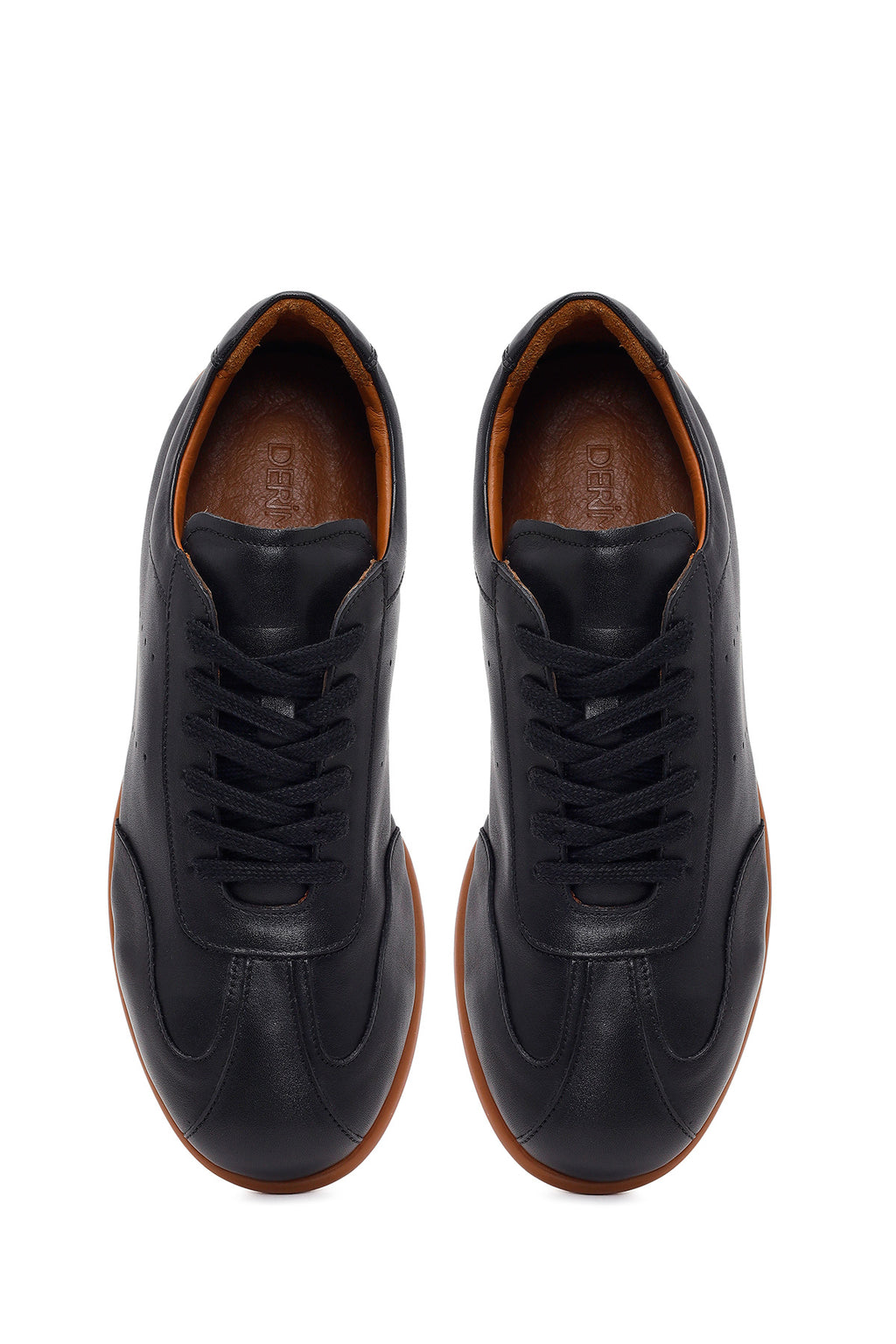 Erkek Siyah Bağcıklı Deri Sneaker