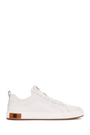 Men's White Lace-up Leather Sneaker | Derimod Men's White Lace-up Leather Sneaker | Derimod