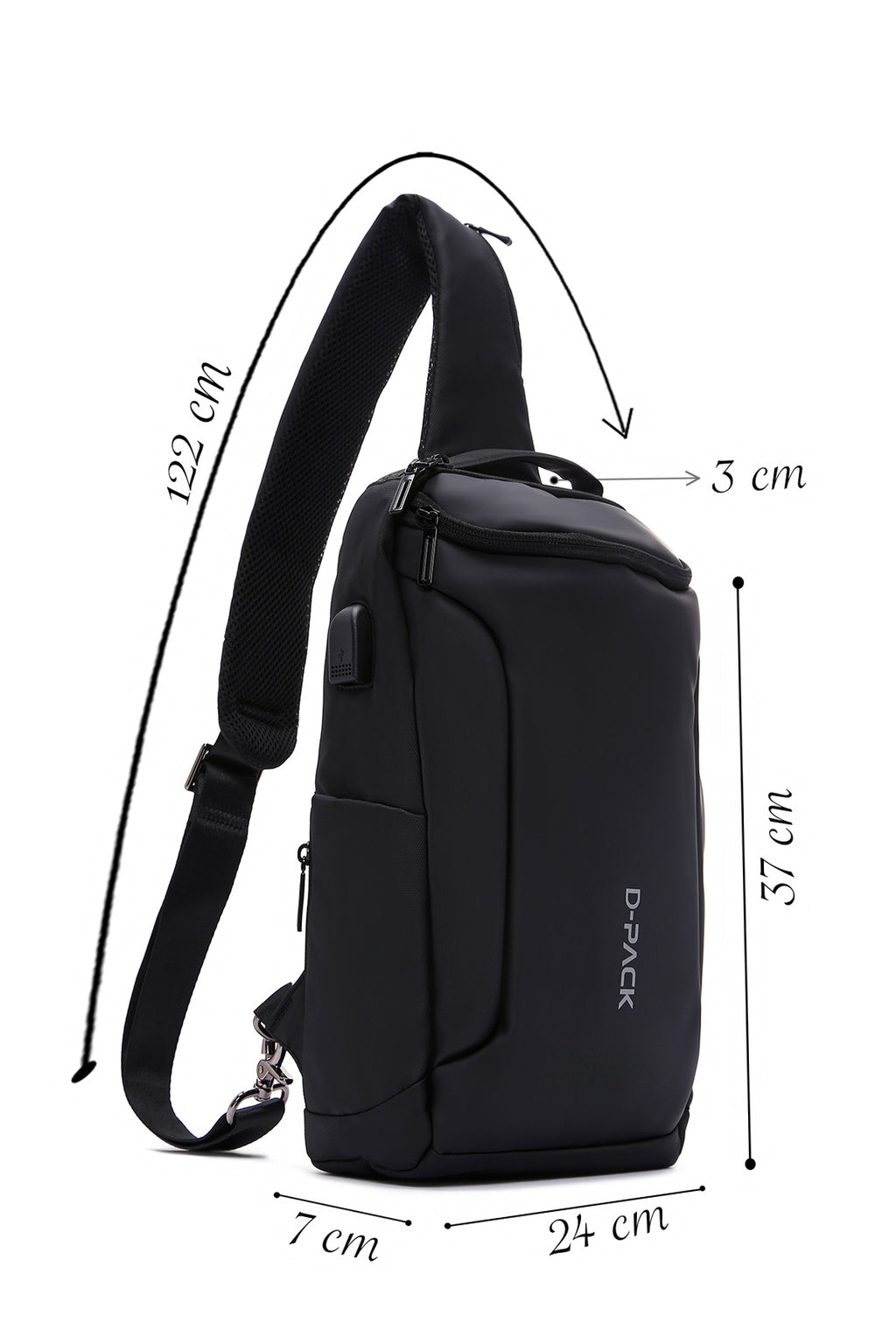 D-Pack Erkek Siyah Teknolojik Kumaş Çapraz Çanta