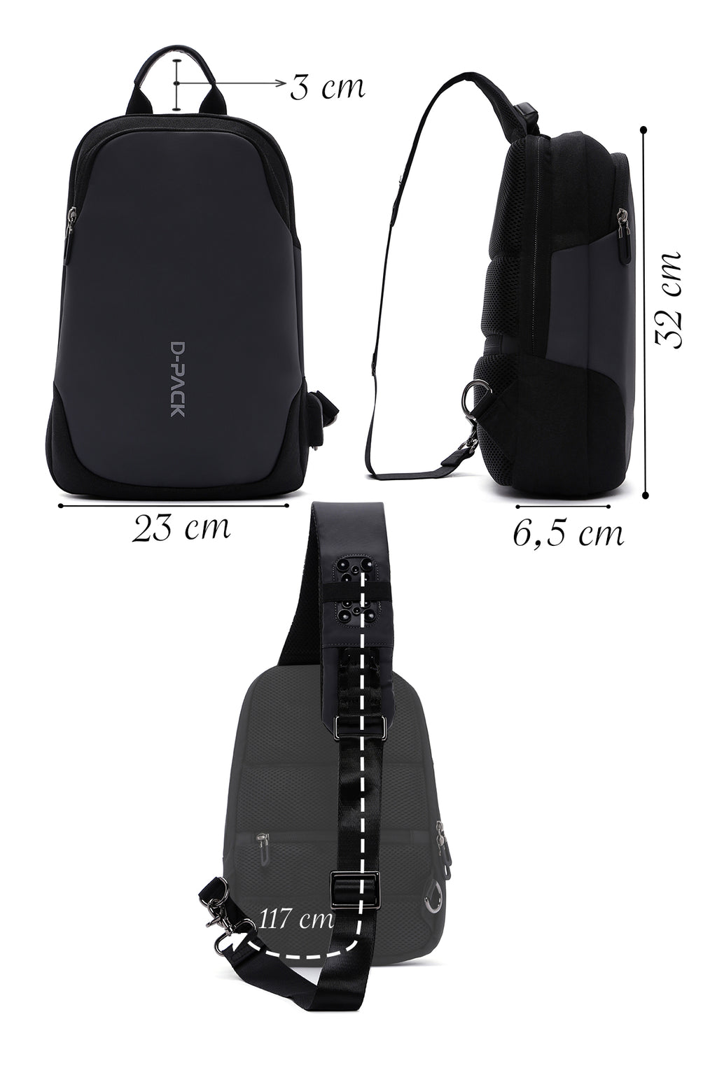 D-Pack Erkek Gri Teknolojik Kumaş Çapraz Çanta