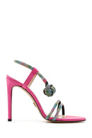 Women's Pink Stone Thin Heel Sandals | Derimod Women's Pink Stone Thin Heel Sandals | Derimod