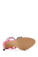 Women's Pink Stone Thin Heel Sandals | Derimod Women's Pink Stone Thin Heel Sandals | Derimod