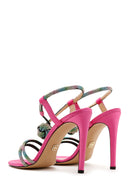 Women's Pink Stone Thin Heel Sandals | Derimod Women's Pink Stone Thin Heel Sandals | Derimod