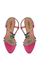 Women's Pink Stone Thin Heel Sandals | Derimod Women's Pink Stone Thin Heel Sandals | Derimod